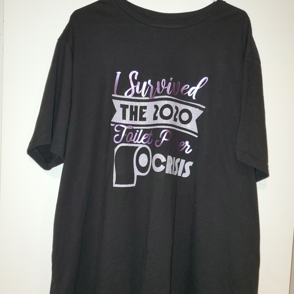 I survived 2020, handmade tee, 3x black
